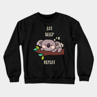 Cute Koala Eat Sleep Repeat Funny Animals Crewneck Sweatshirt